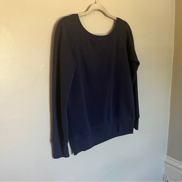 Sarah Marie Running Brunch Wide Neckline Sweatshirt Navy Blue Gold Small - Picture 5 of 8